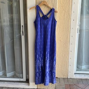 Athleta Built-In Bra Maxi Tank Dress Tribal Blue Size XL
